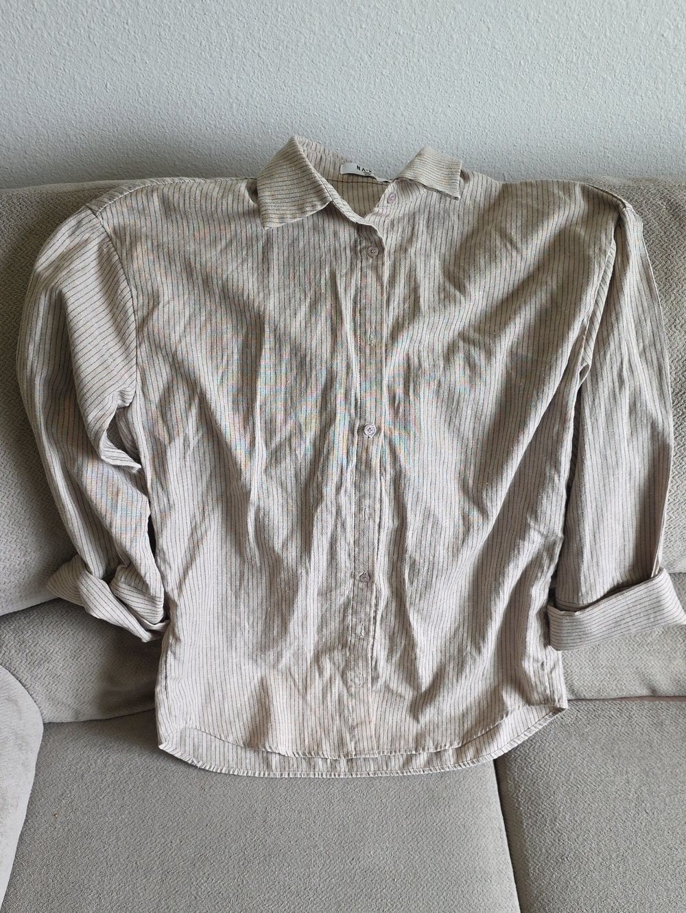 Na-kd Casual Striped Button-Up Shirt - Beige